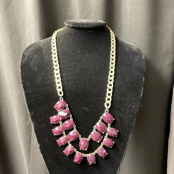 Purple Stone Gold‎ Link Necklace - Picture 1 of 3